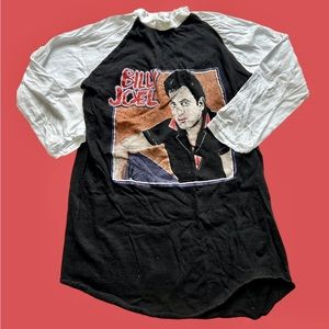 Vintage 1984 Billy Joel On Tour Band Concert Tee Raglan T Shirt L
